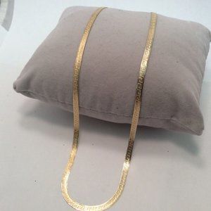 10K SOLID YELLOW REAL GOLD REVERSIBLE GREEK KEY HERRINGBONE NECKLACE 5.3g 18''